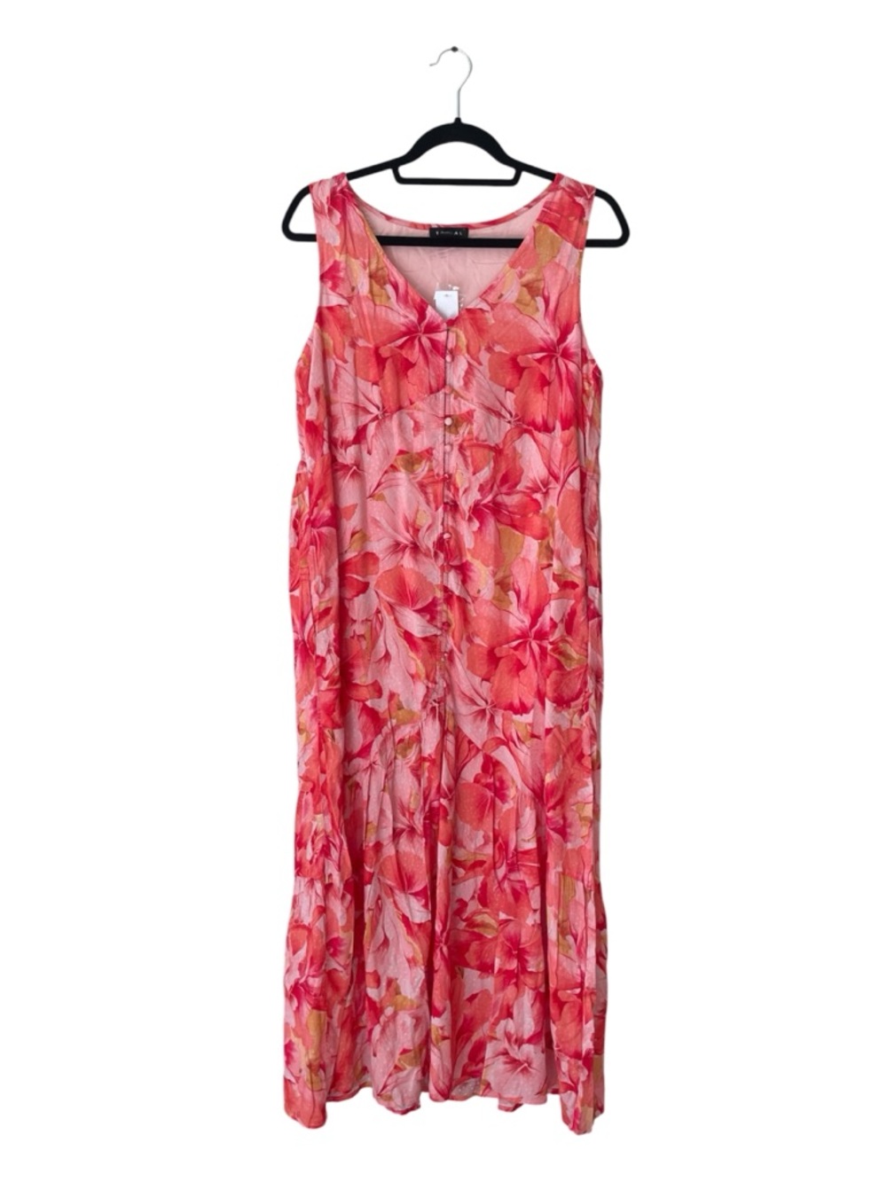 NWT Tribal Sleeveless Coral Floral Maxi Dress